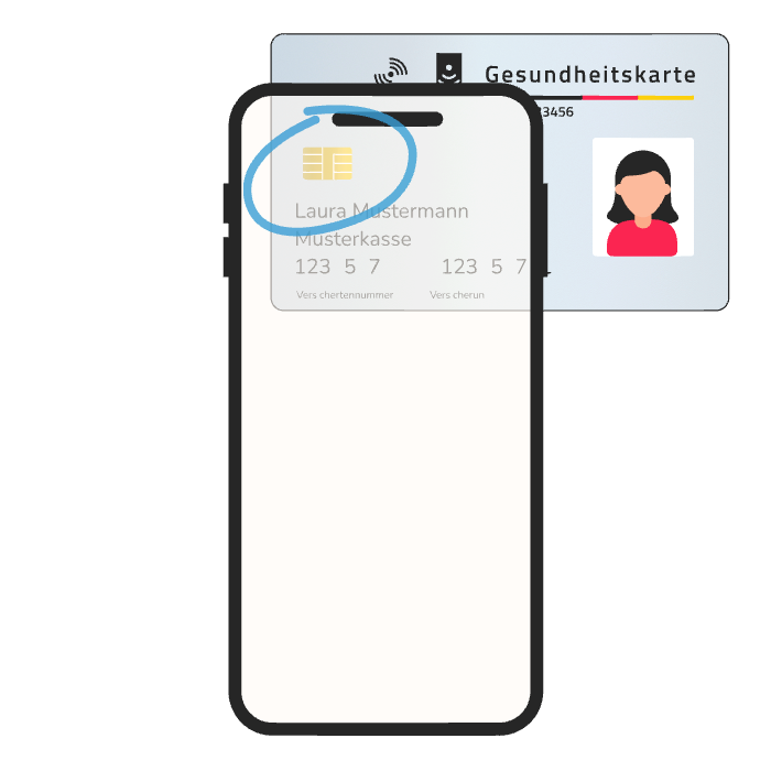 Positionierung der Gesundheitskarte auf iOS-Geräten